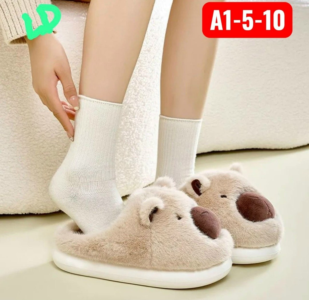 тапочки домашние плюшевые,плюшевые тапочки,домашние тапочки,плюшевые тапочки с капибарой,пушистые домашние тапочки