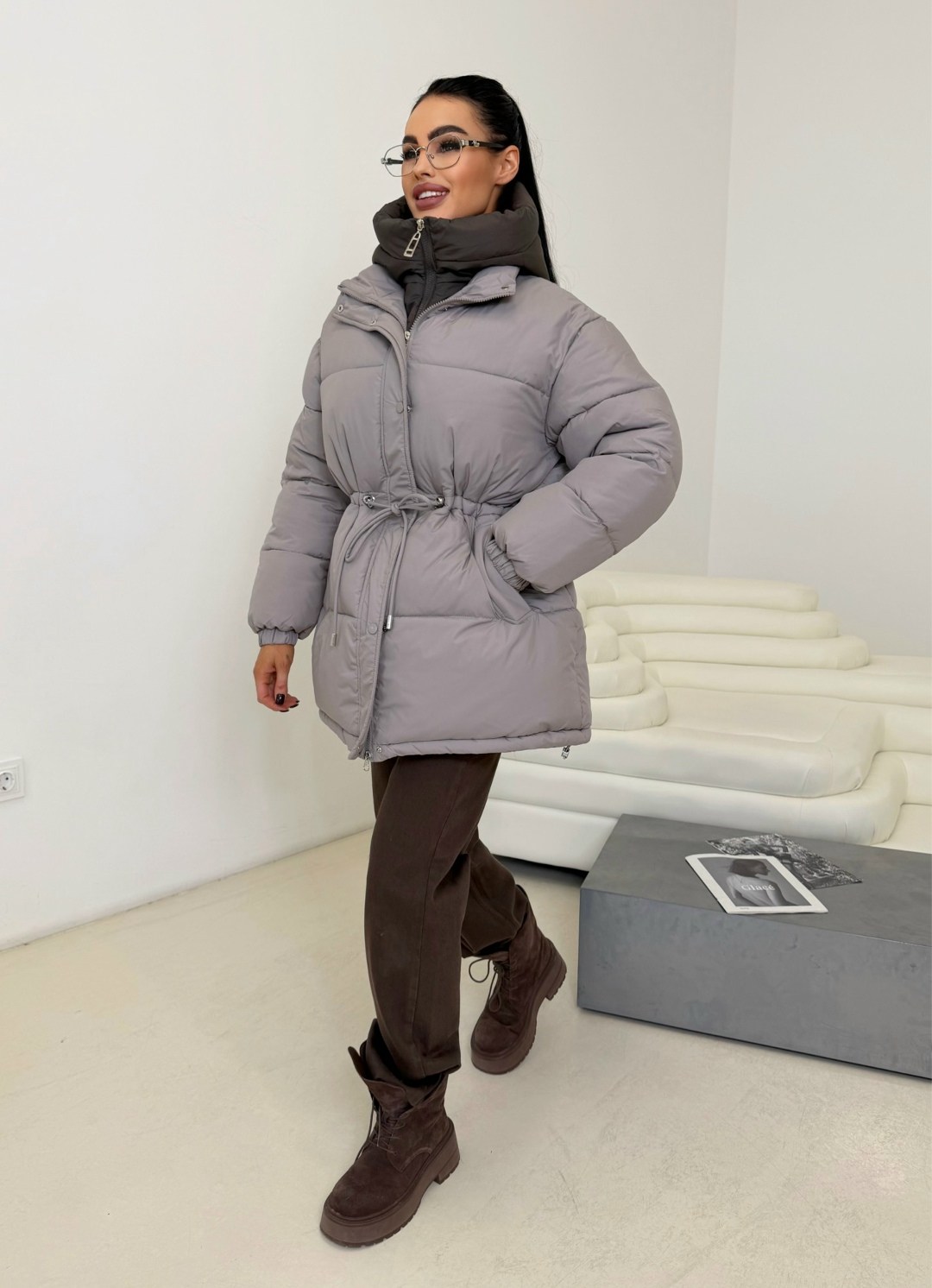 стильные пуховики,куртка зимняя с капюшоном оверсайз пуховик julineiz 272887433,куртка оверсайз,куртка с поясом,куртка оверсайз женская