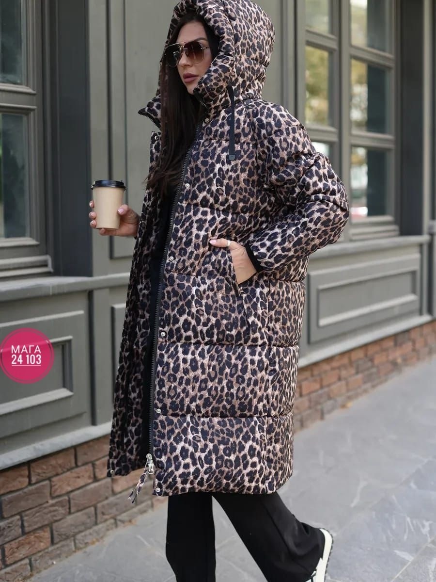 леопардовый пуховик арт. 12012884,леопардовый пуховик женский,женская куртка,зимняя куртка,леопардовый пуховик