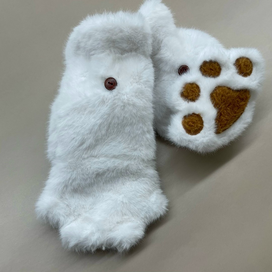 варежки женские minaku мишка 24 см бежевый,варежки подростковые minaku мишка 24 см бежевый,плюшевые варежки,плюшевая варежка,варежки митенки