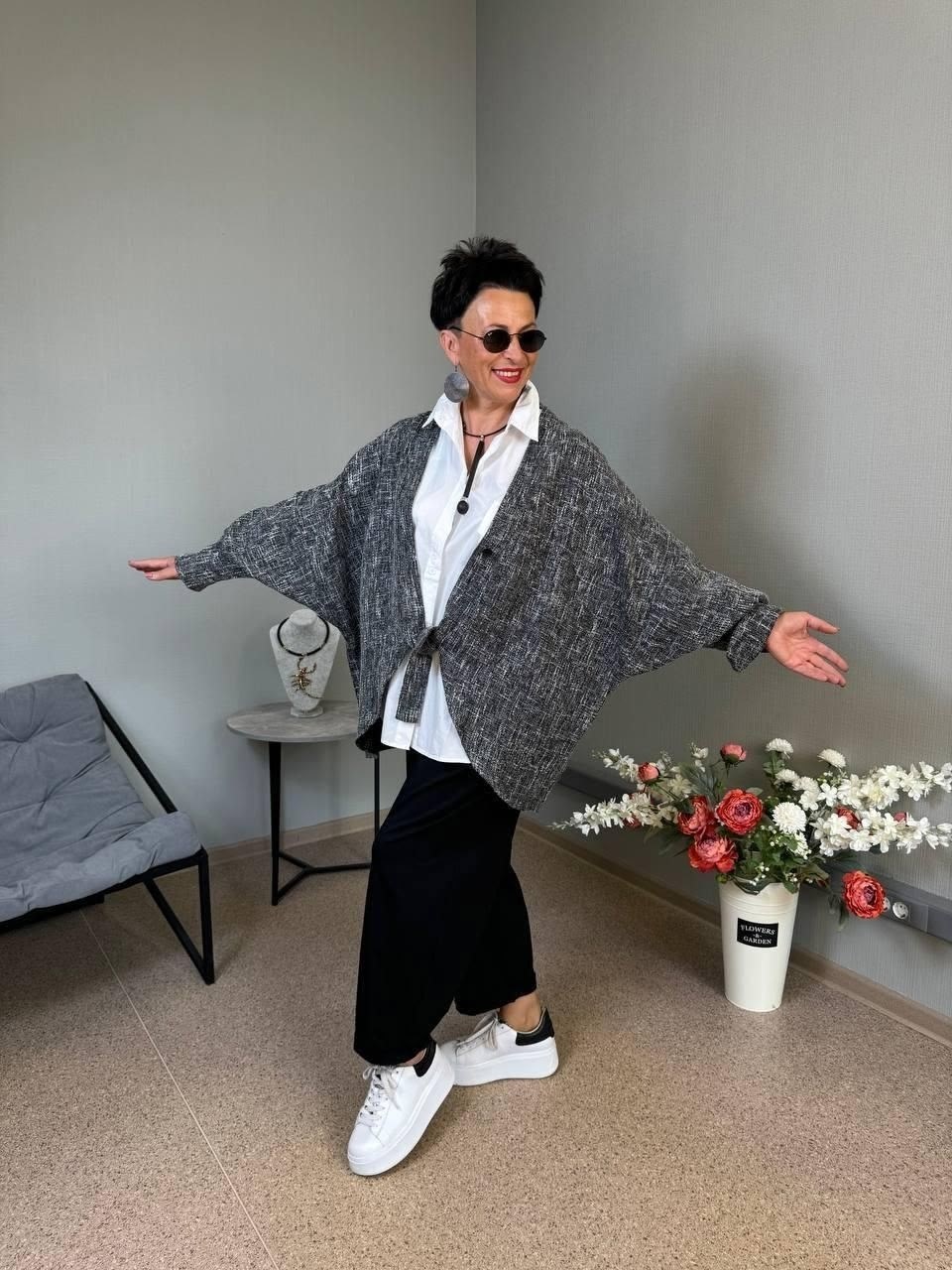 кардиган,трикотажный кардиган,серый кардиган,кардиган накидка,кардиган пончо