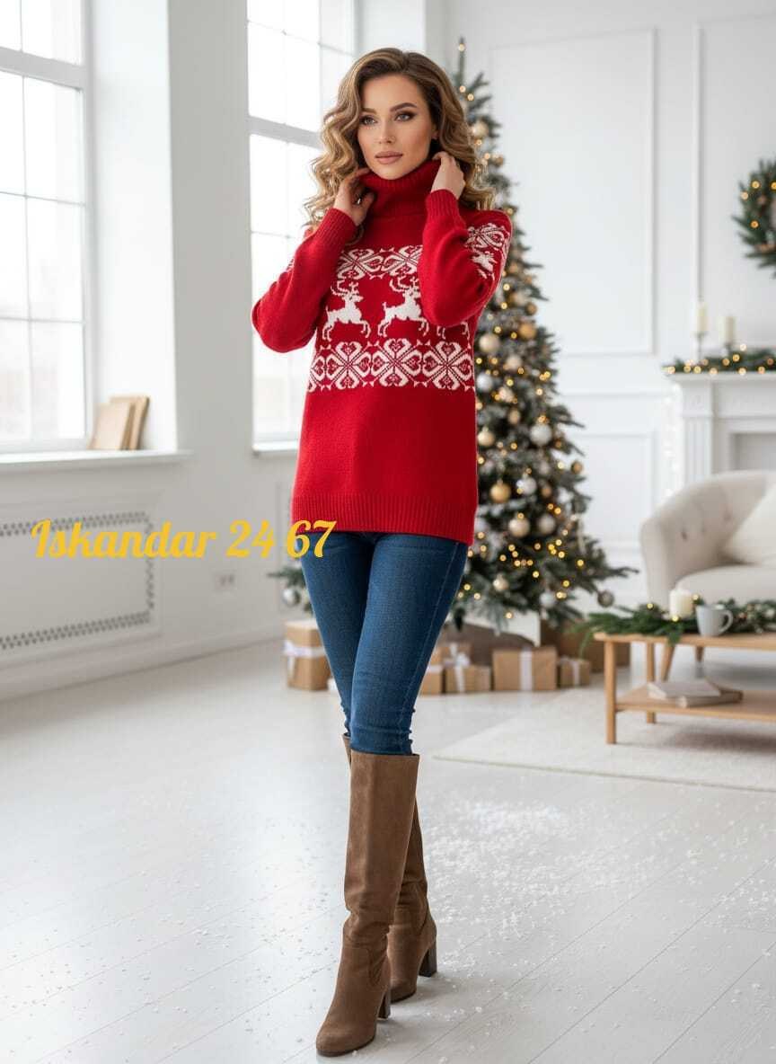 женский свитер,свитер с оленями женский,новогодний женский свитер,свитер с оленями,свитер со снежинками