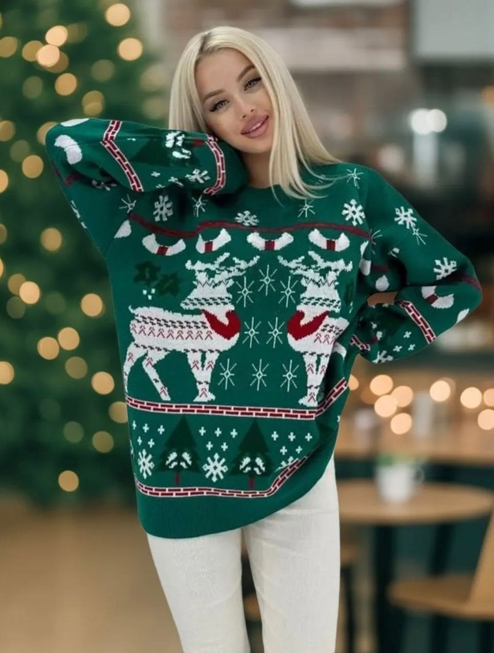 свитер праздничный новогодний с оленями,новогодний свитер с оленями mila_hy shop,женский свитер с новогодним принтом,свитер новый год женский bonstore,свитер женский новогодний