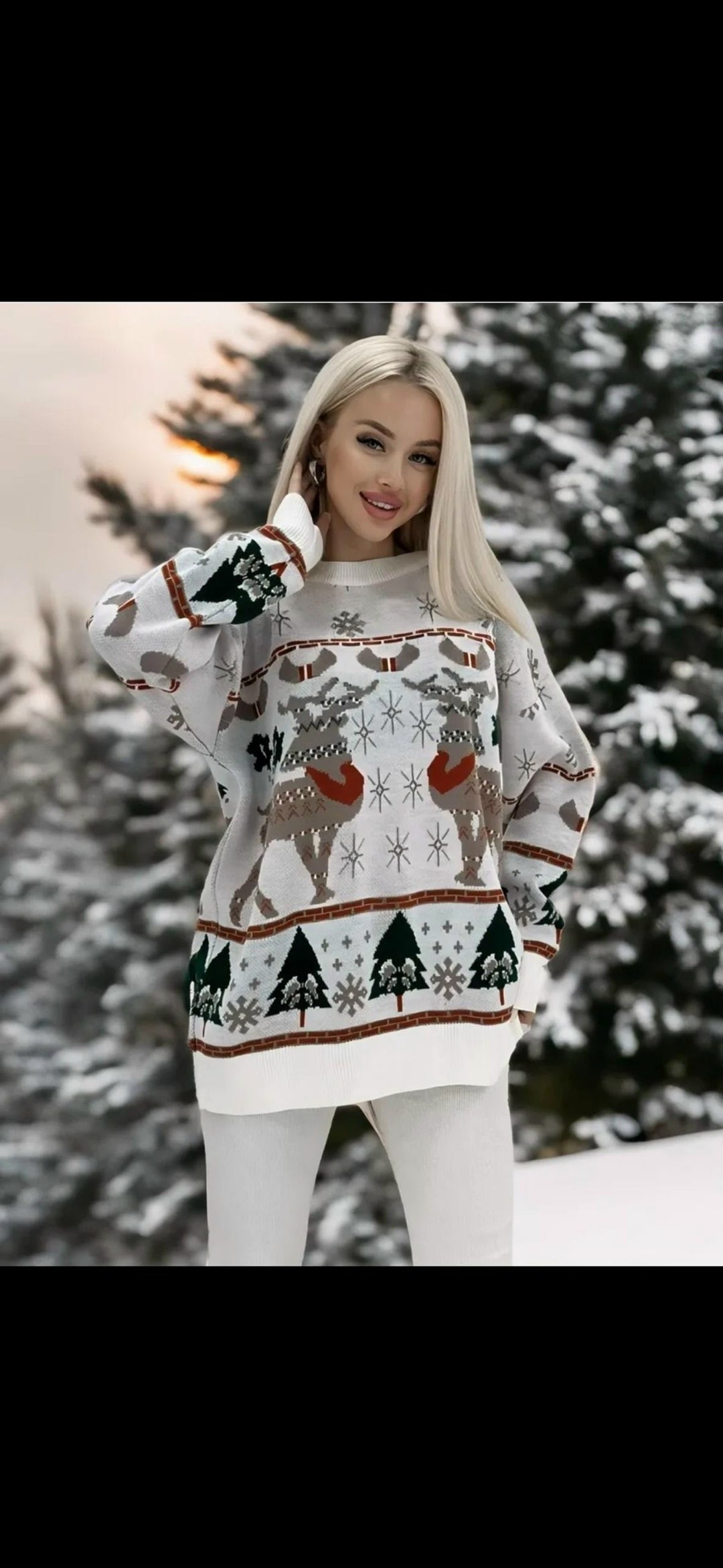 свитер праздничный новогодний с оленями,новогодний свитер с оленями mila_hy shop,женский свитер с новогодним принтом,свитер новый год женский bonstore,свитер женский новогодний