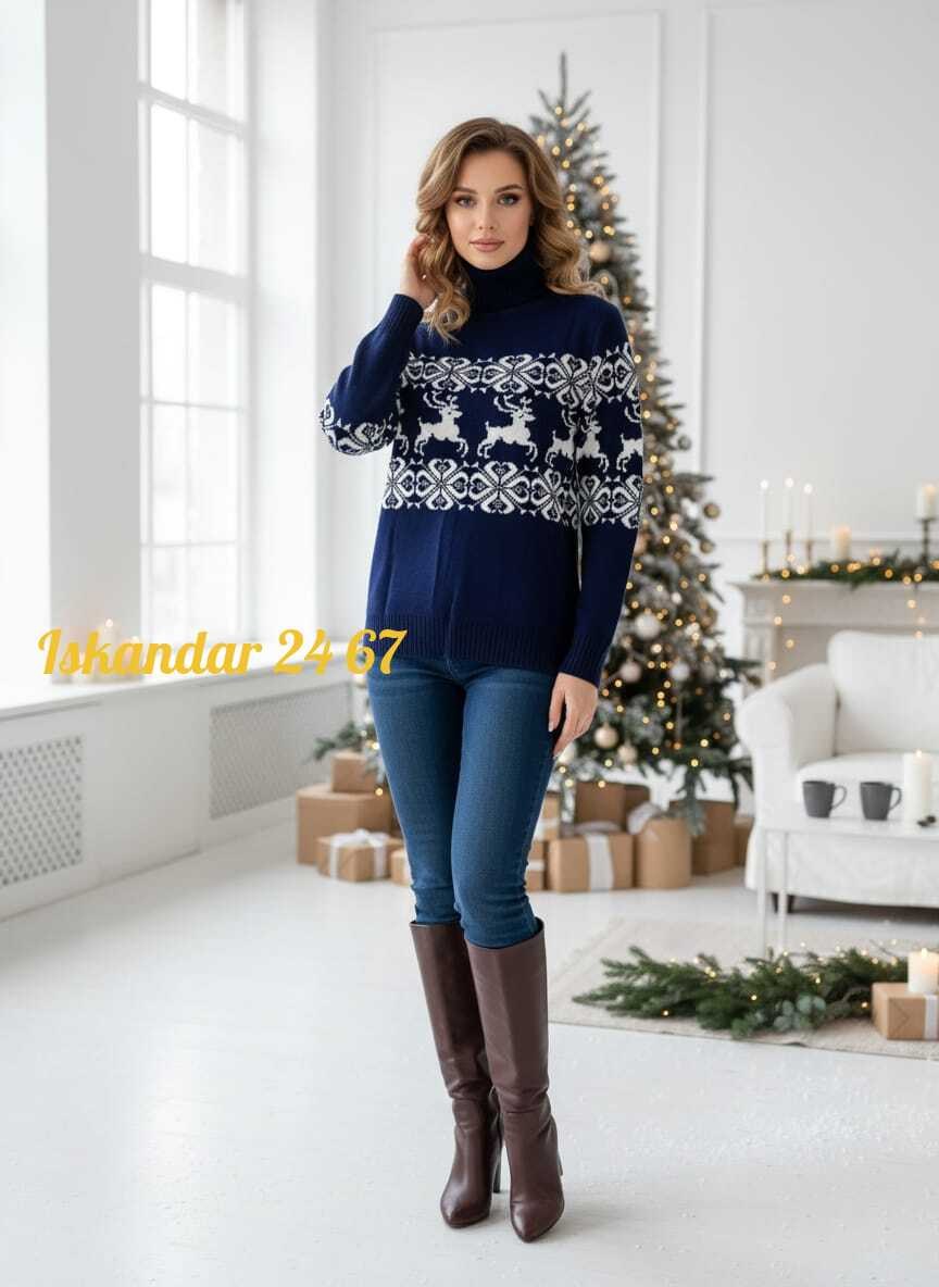 женский свитер,свитер с оленями женский,новогодний женский свитер,свитер с оленями,свитер со снежинками