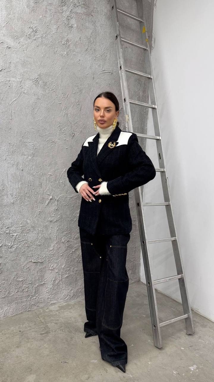 костюм женский,элегантные кардиганы,жакет,пиджак твидовый укороченный оверсайз нарядный lubvi.brand,костюм