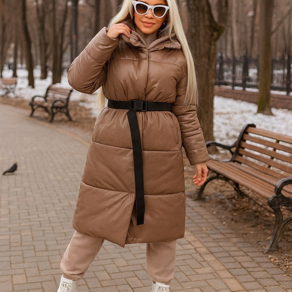 пальто женское из экокожи зимние,пуховик из экокожи,пуховик экокожа женский,куртка удлиненная,пуховик женский