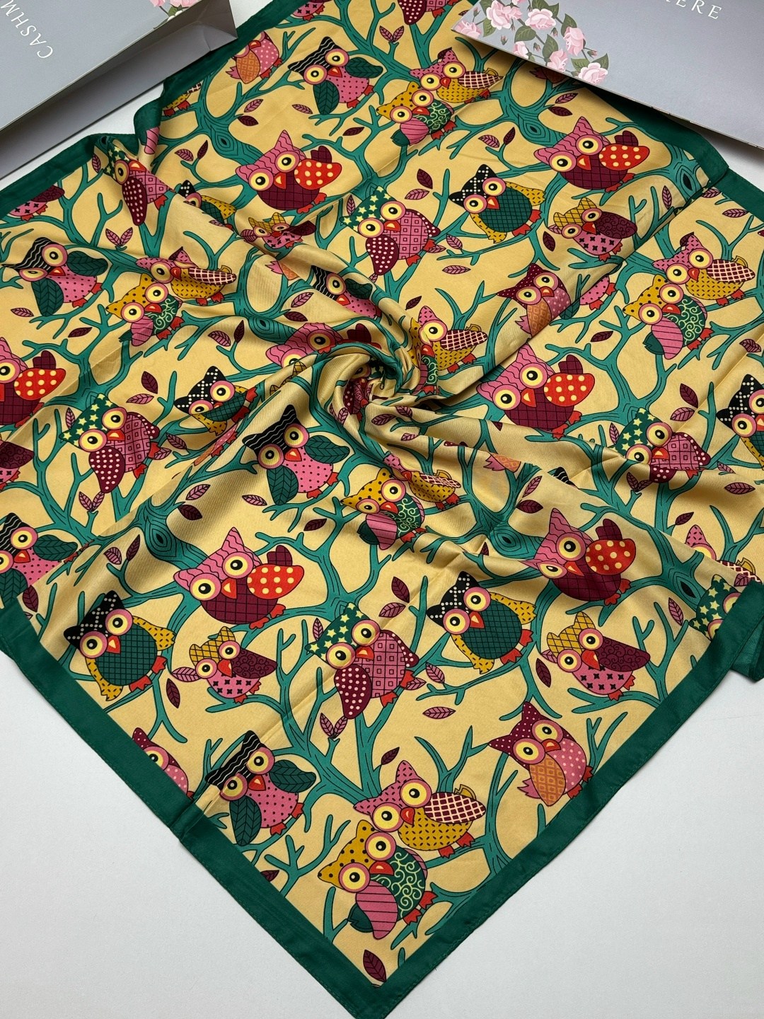 платки шелковые,платок с совами,платки женские,платка,платки шарф