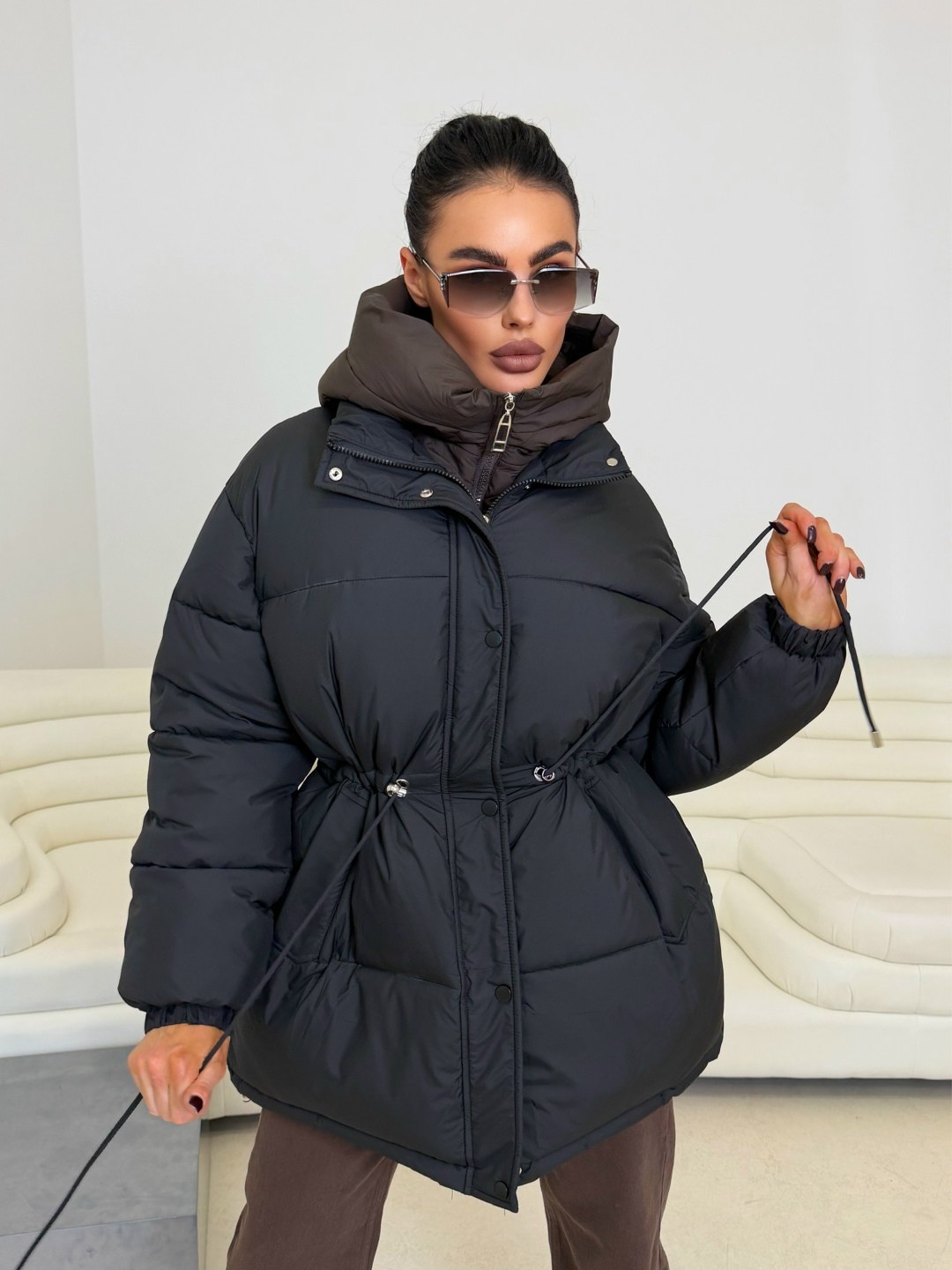 стильные пуховики,куртка зимняя с капюшоном оверсайз пуховик julineiz 272887433,куртка оверсайз,куртка с поясом,куртка оверсайз женская