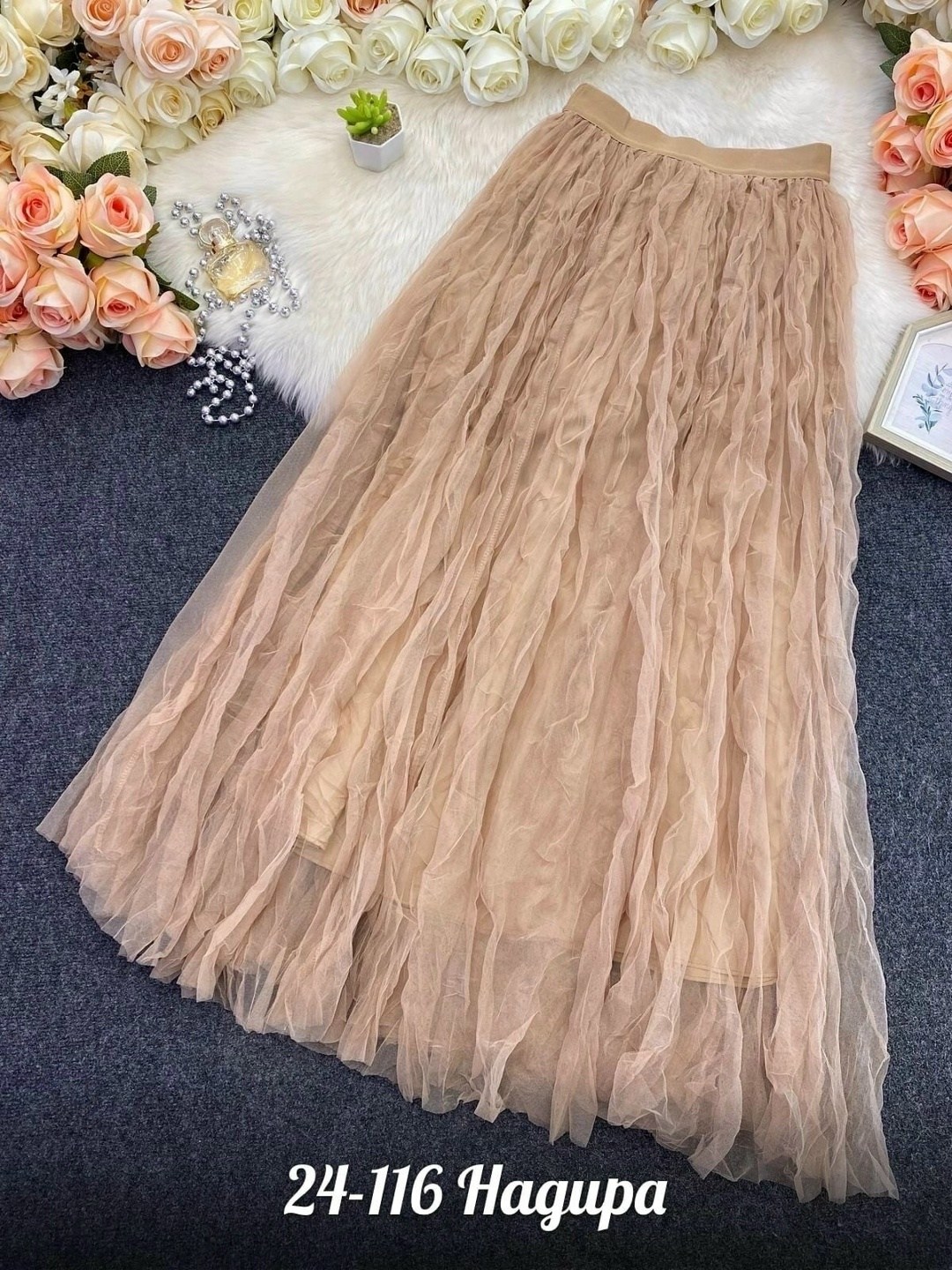 женская юбка,юбка горох,юбка из тюли,юбка средней длины,юбка многослойная