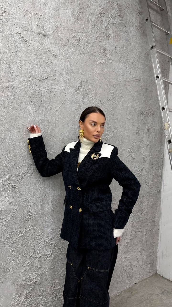 костюм женский,элегантные кардиганы,жакет,пиджак твидовый укороченный оверсайз нарядный lubvi.brand,костюм