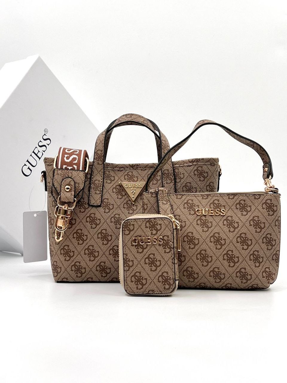 сумка guess,guess женская сумка,сумка тоут guess,сумка женская guess hwbg7879060 темно-бежевая,сумка сетчел meridian guess цвет бежевый