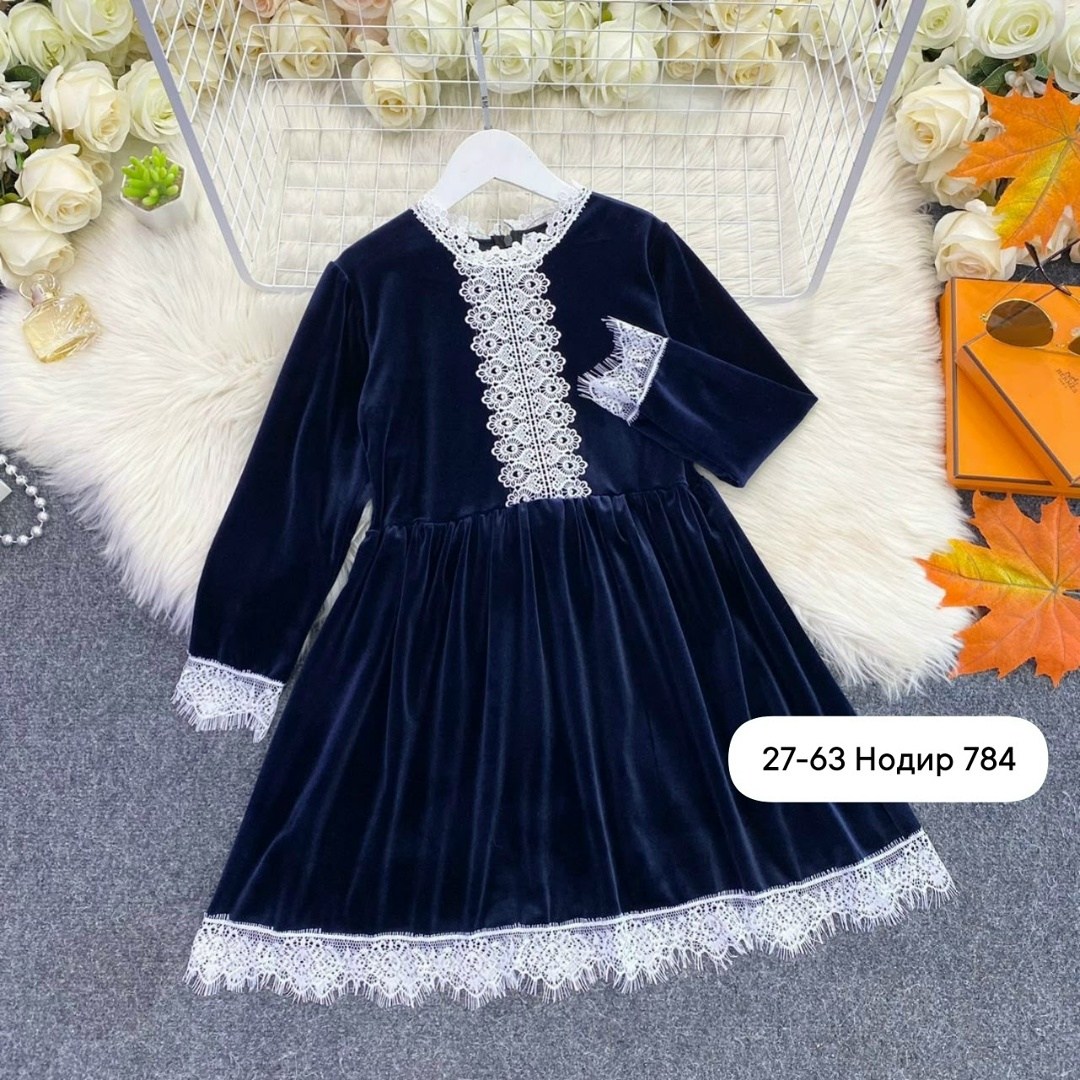 детский наряд,детское платье,платье бархатное для девочки sp0077 темно-синее,бархатное платье для девочки,платье для девочки