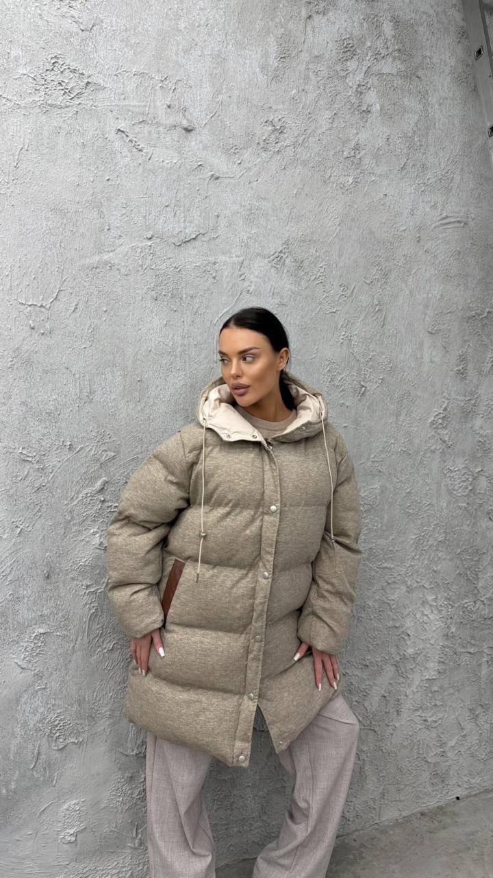 итальянские пуховики,пуховик женский,пуховик оверсайз,бежевый пуховик,куртка оверсайз