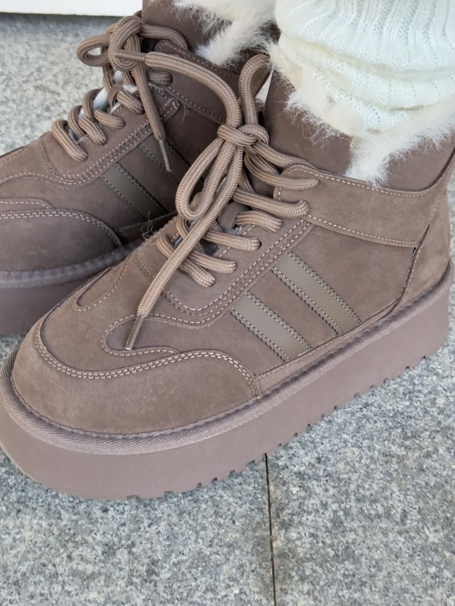 зимняя женская,, зимняя,угги замш,женские зимние ботинки на толстой подошве 2025 года