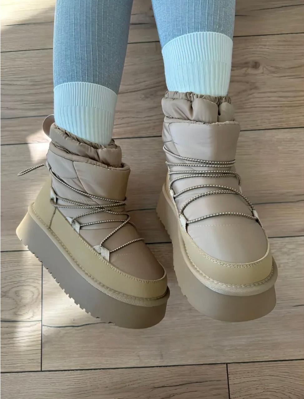 дутики непромокаемые зимние на платформе birkabrand,,дутики,дутики непромокаемые зимние на платформе birkabrand цвет светло-бежевый,дутики женские