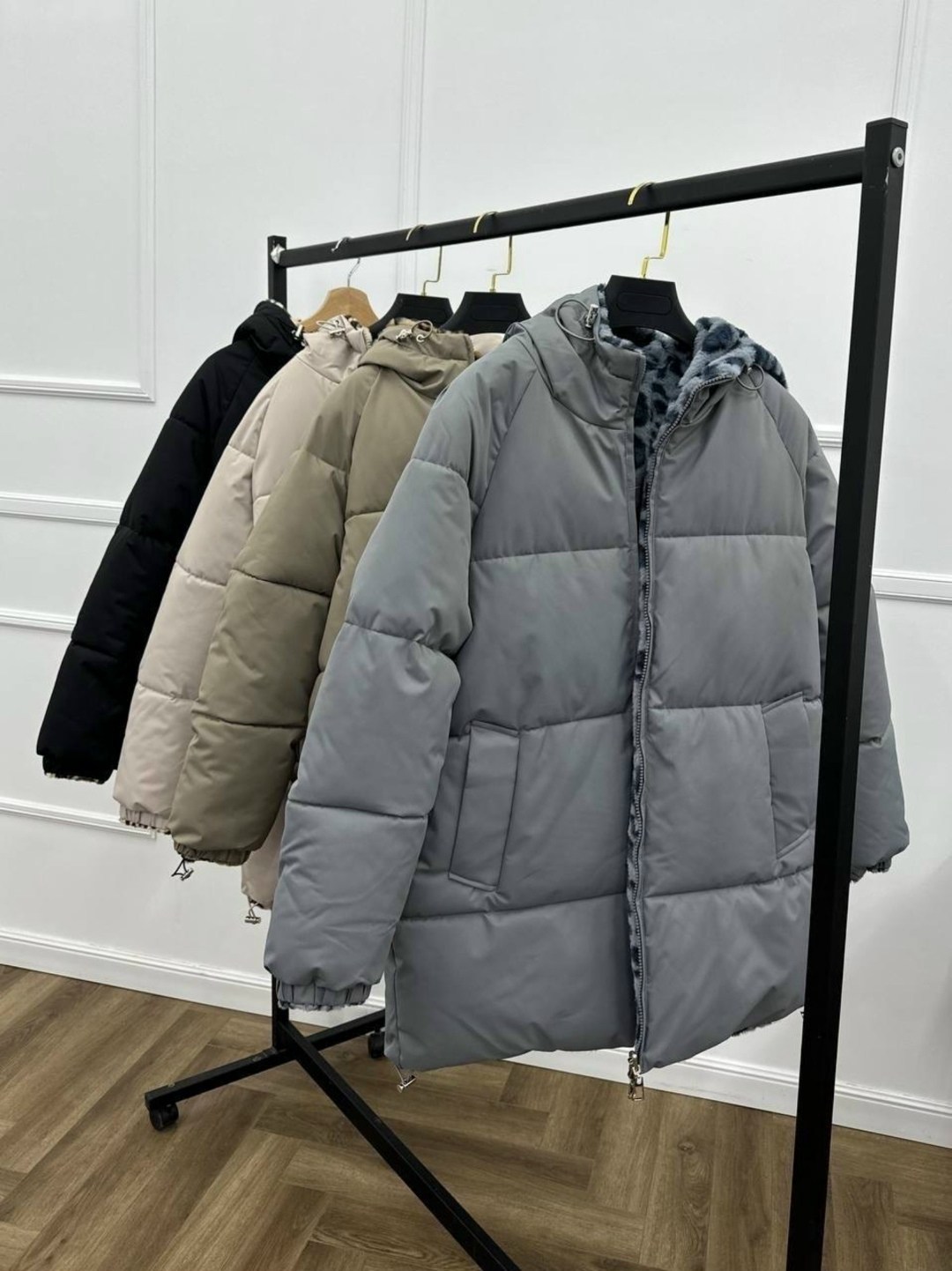 куртка - пуховик двусторонний с леопардовым принтом biscolli,куртка зимняя с капюшоном двусторонняя kira clo,куртка двусторонняя,женская куртка,куртка