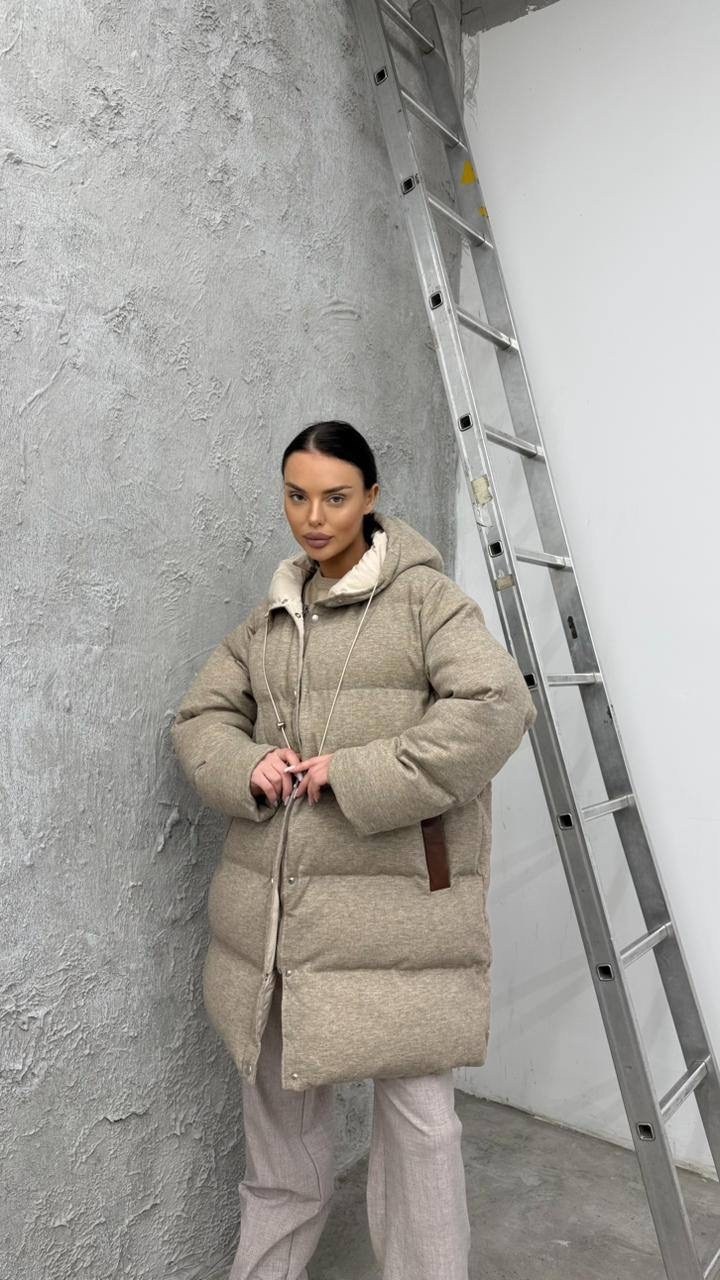 итальянские пуховики,пуховик женский,пуховик оверсайз,бежевый пуховик,куртка оверсайз