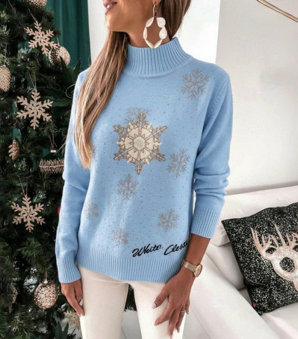 свитер снежинка,зимний свитер,женские свитера,джемпер женский,женский свитер со снежинками