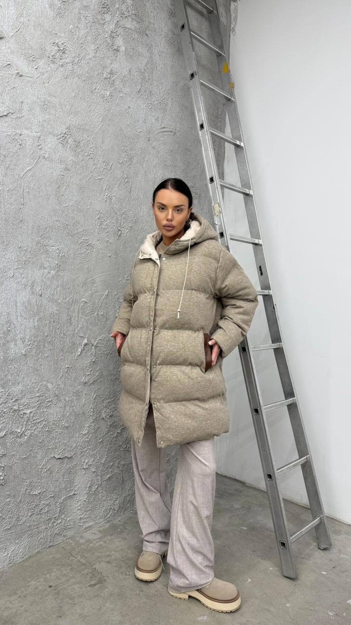 итальянские пуховики,пуховик женский,пуховик оверсайз,бежевый пуховик,куртка оверсайз