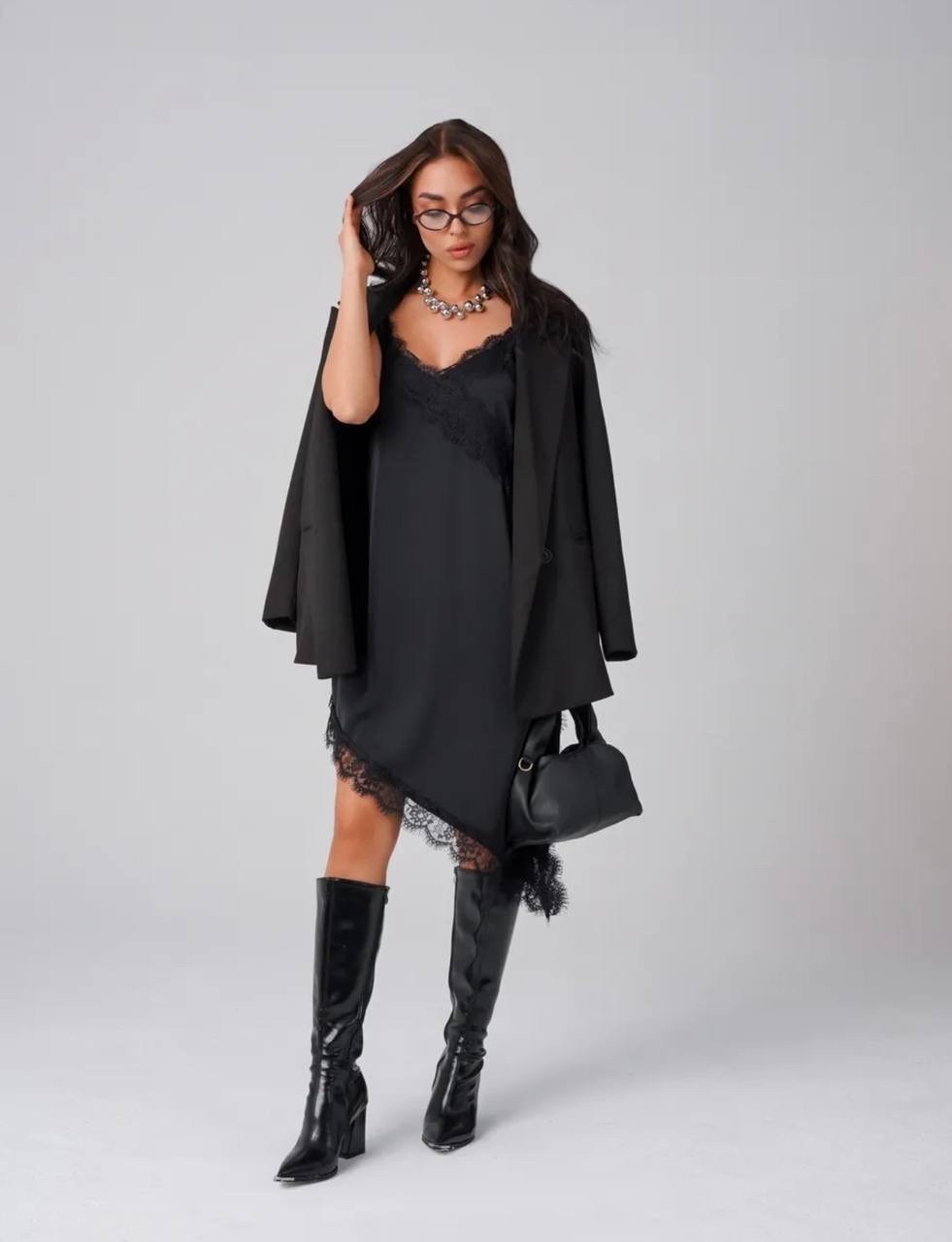 платье комбинация,платье комбинация с разрезом и кружевом free&life 265149694,черное платье комбинация,пеньюар,ночные пеньюары