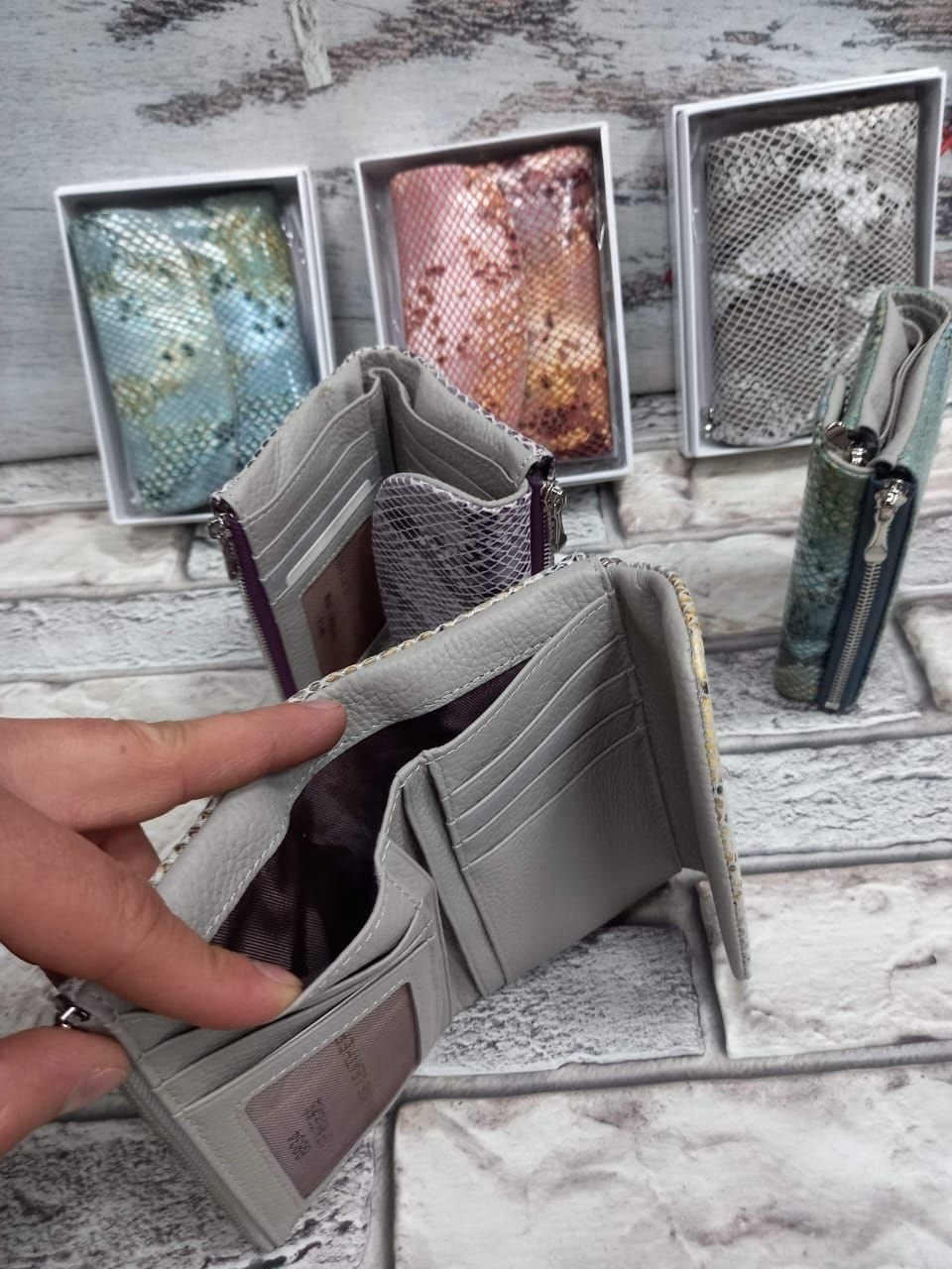 женские кошельки,кошелек из натуральной кожи питона,кошелек большой,кожа змеи,портмоне кошелёк