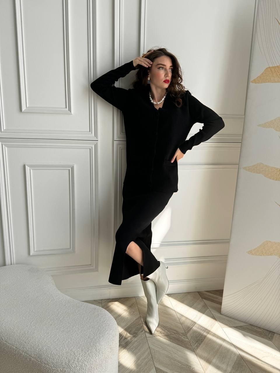 костюм вязаный трикотажный с кардиганом и юбкой bodyqlo,женский костюм с юбкой,костюм трикотажный с юбкой,костюм с юбкой,трикотажный костюм