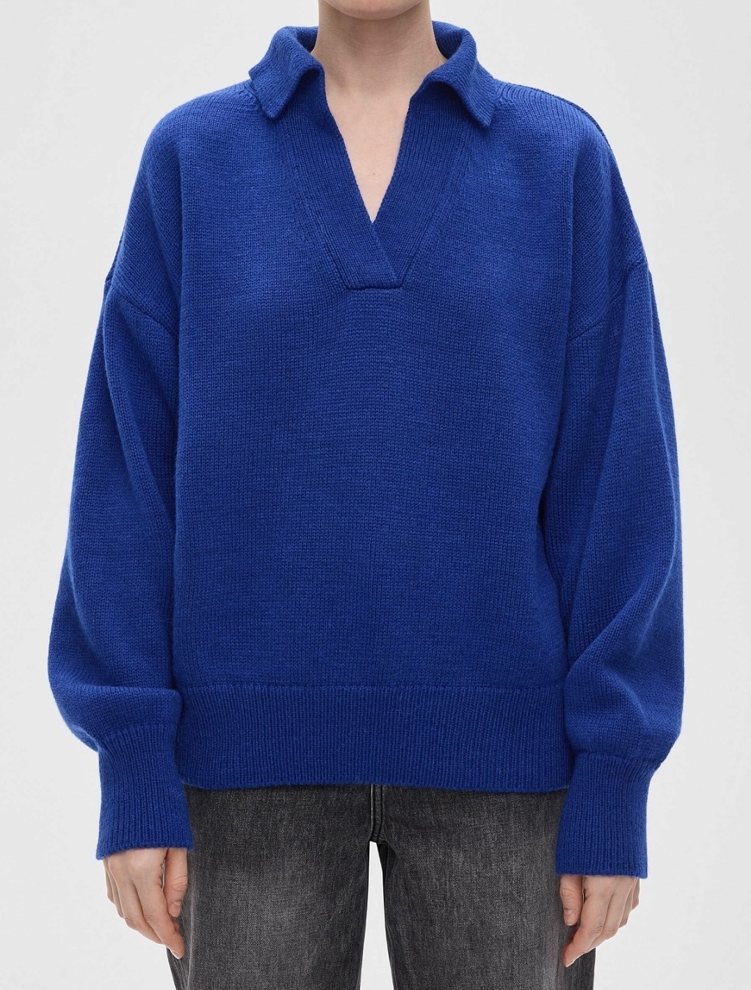 джемпер-поло свободного кроя,джемпер-поло свободного кроя темно-синий,джемпер-поло свободного кроя пепельно-серый,джемпер,джемпер оверсайз