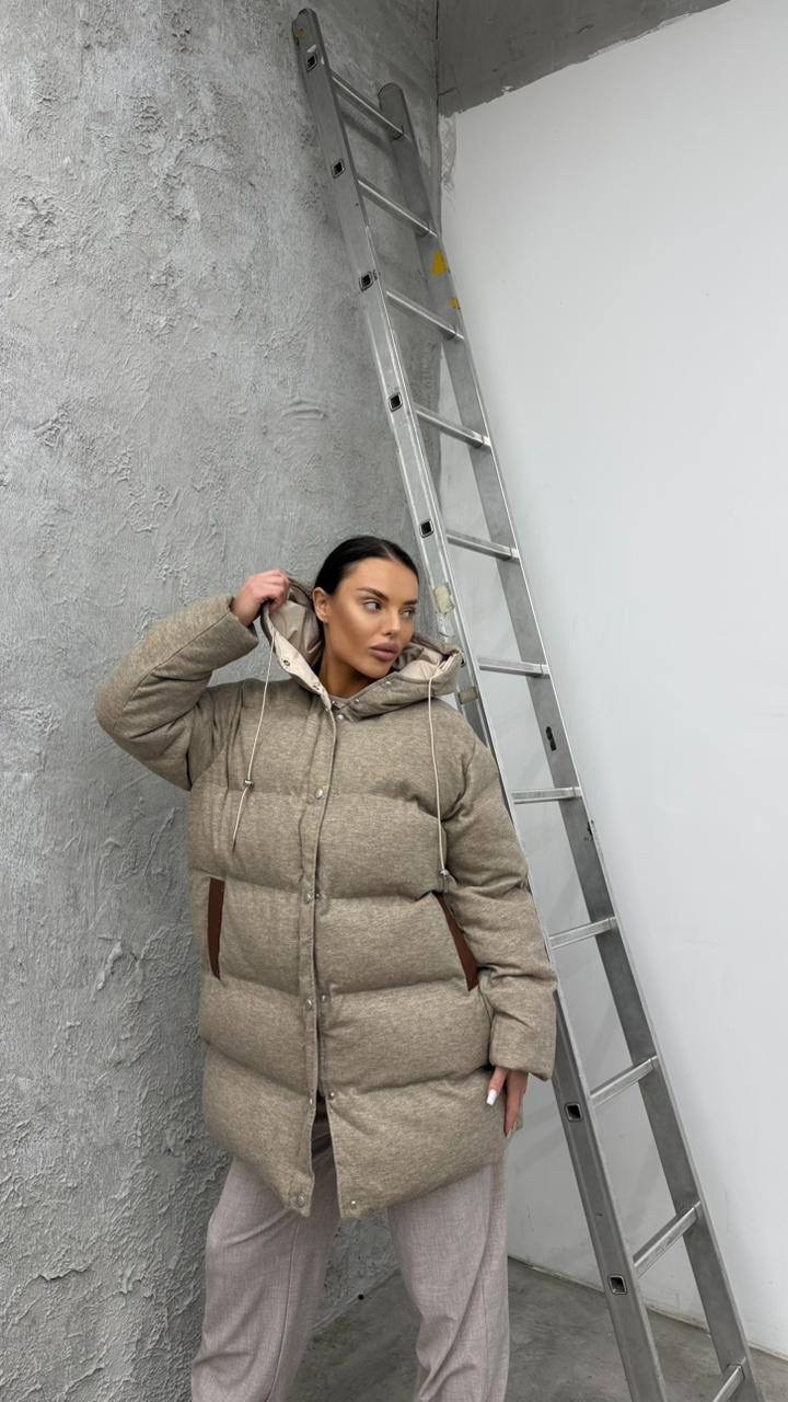 итальянские пуховики,пуховик женский,пуховик оверсайз,бежевый пуховик,куртка оверсайз