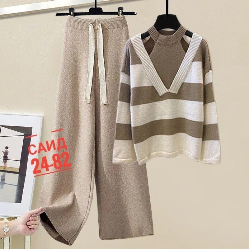 костюм двойка кашемир,кофта модная,трикотажные костюмы,вязаный свитер в полоску,юбка с кофтой