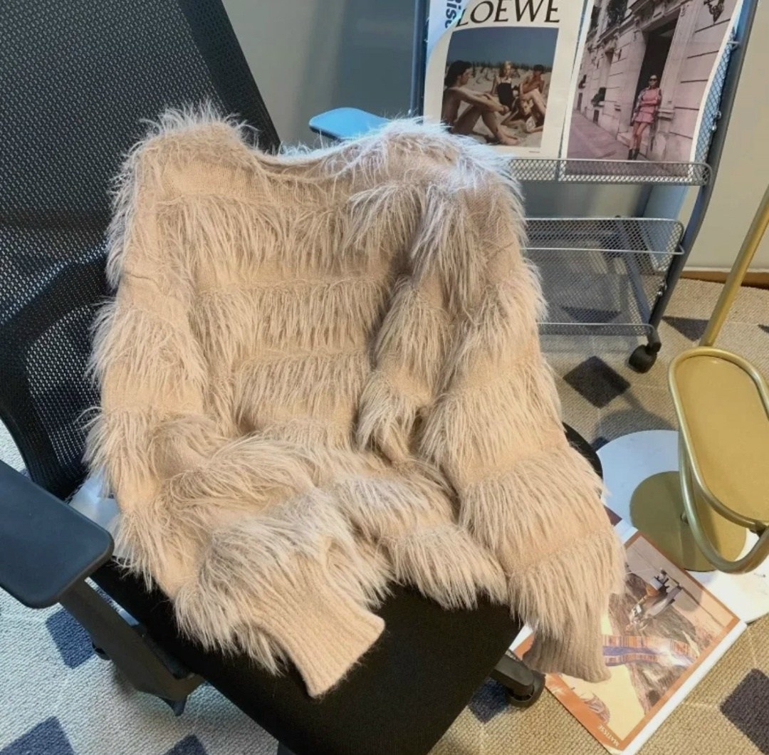 мохеровый свитер,ленивый пушистый мягкий свитер женский вязаный пуловер,свитер пушистый,женский вязаный свитер из искусственной норки,пуловер вязаный