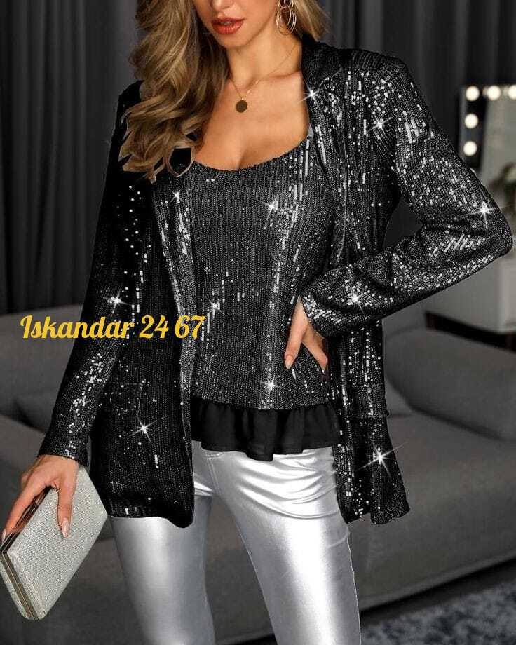 блестящий кардиган,женский костюм двойка с пайетками,пиджак премиум-класса made of emotion серебряный,костюм с блестками