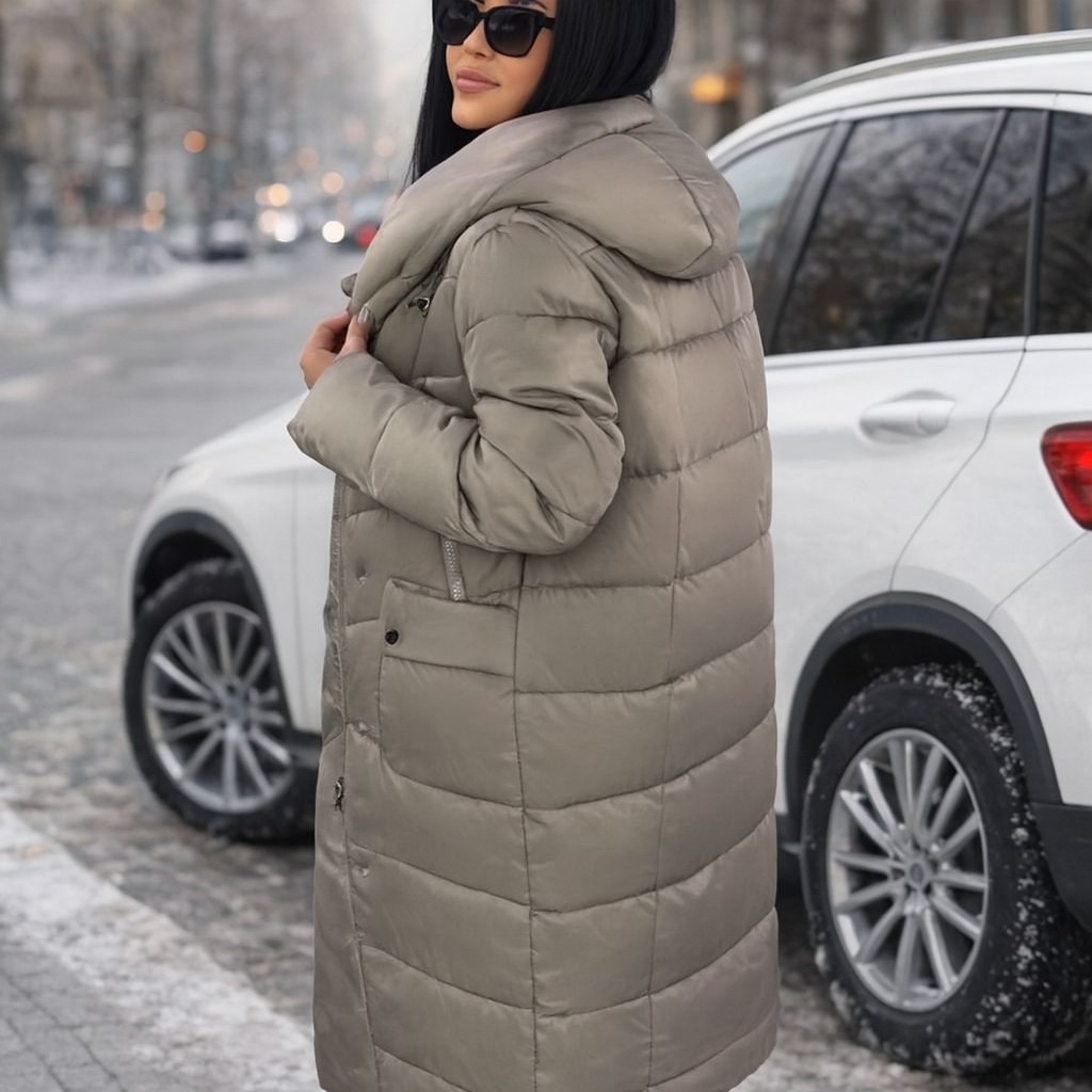 пуховик женский,стильные пуховики,пуховик бежевый,женская зимняя куртка,пуховик женский зимний длинный с капюшоном monomir