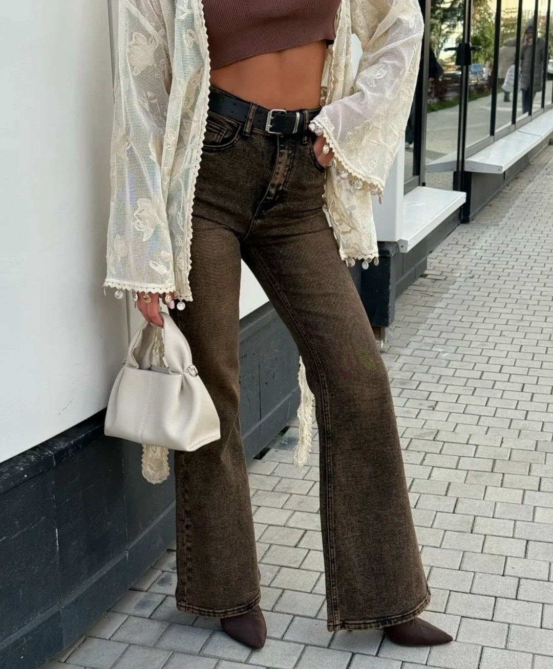 модные джинсы,коричневые джинсы,джинсы-клеш,женские джинсы,широкие джинсы