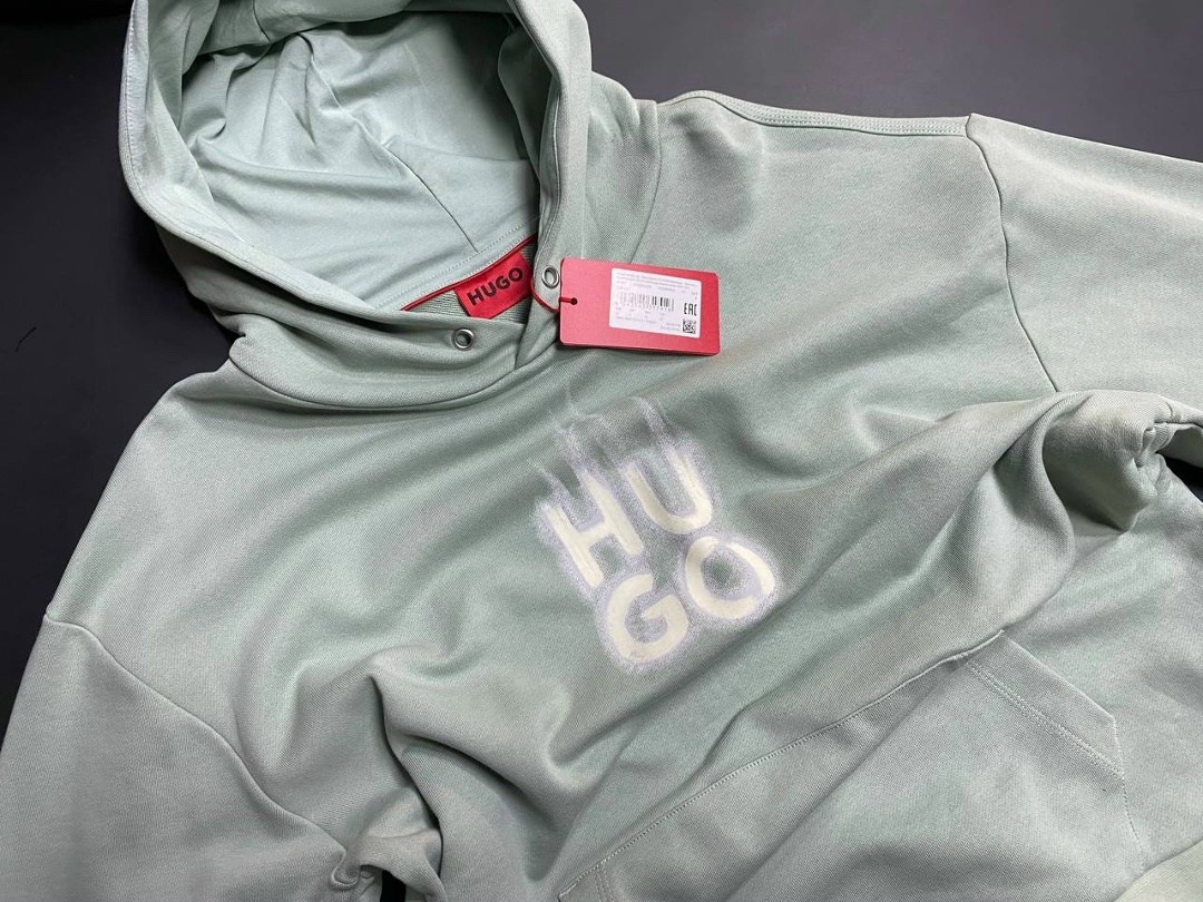 толстовка,толстовка hugo,мужские свитшоты,hugo зелёное мужское хлопковое худи hugo,мужская толстовка