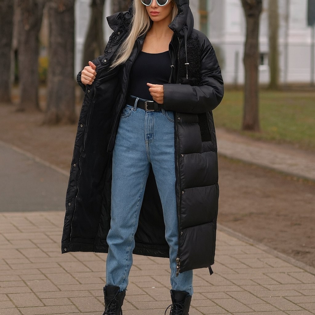 пальто twin tip 43811 зимнее черное,пальто зимнее,пуховик зимний длинный с капюшоном оверсайз bel`ange,пуховик черный,пуховик зимняя длинная