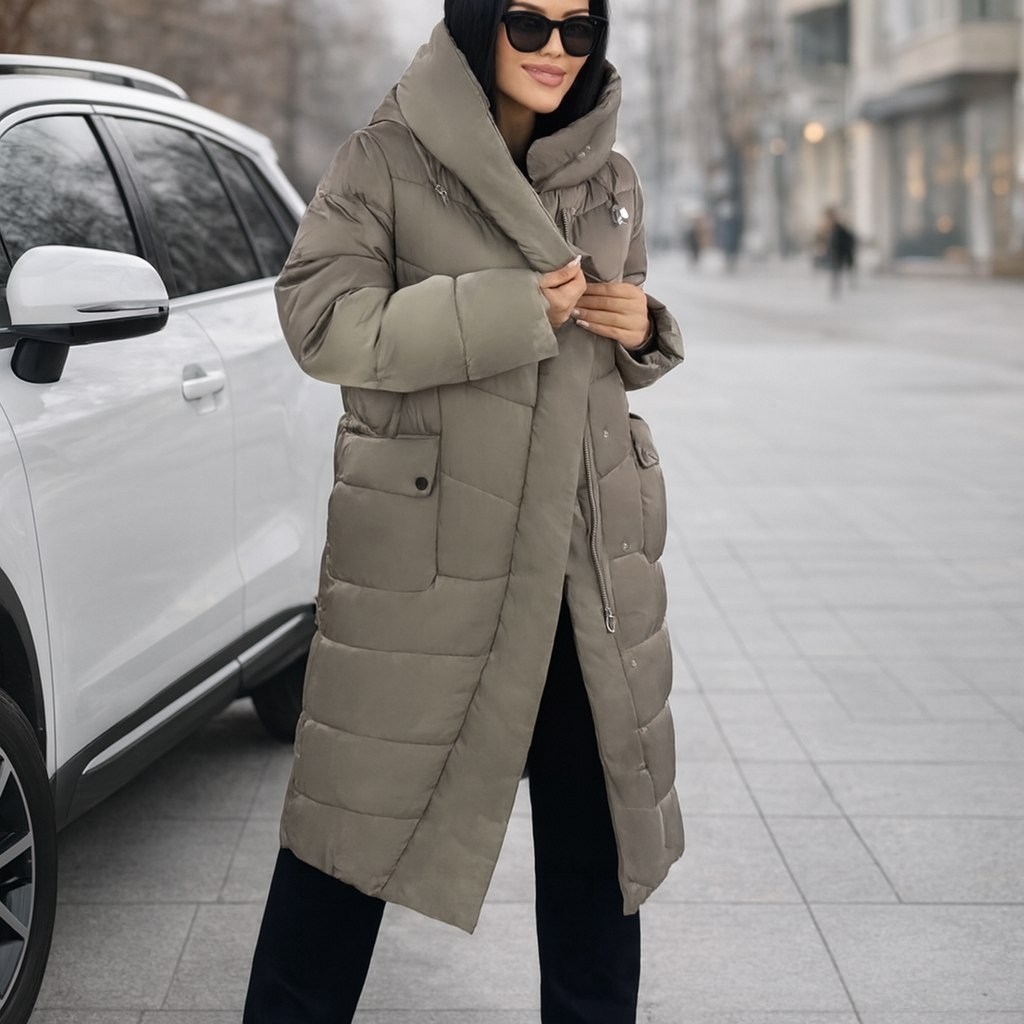 пуховик женский,стильные пуховики,пуховик бежевый,женская зимняя куртка,пуховик женский зимний длинный с капюшоном monomir