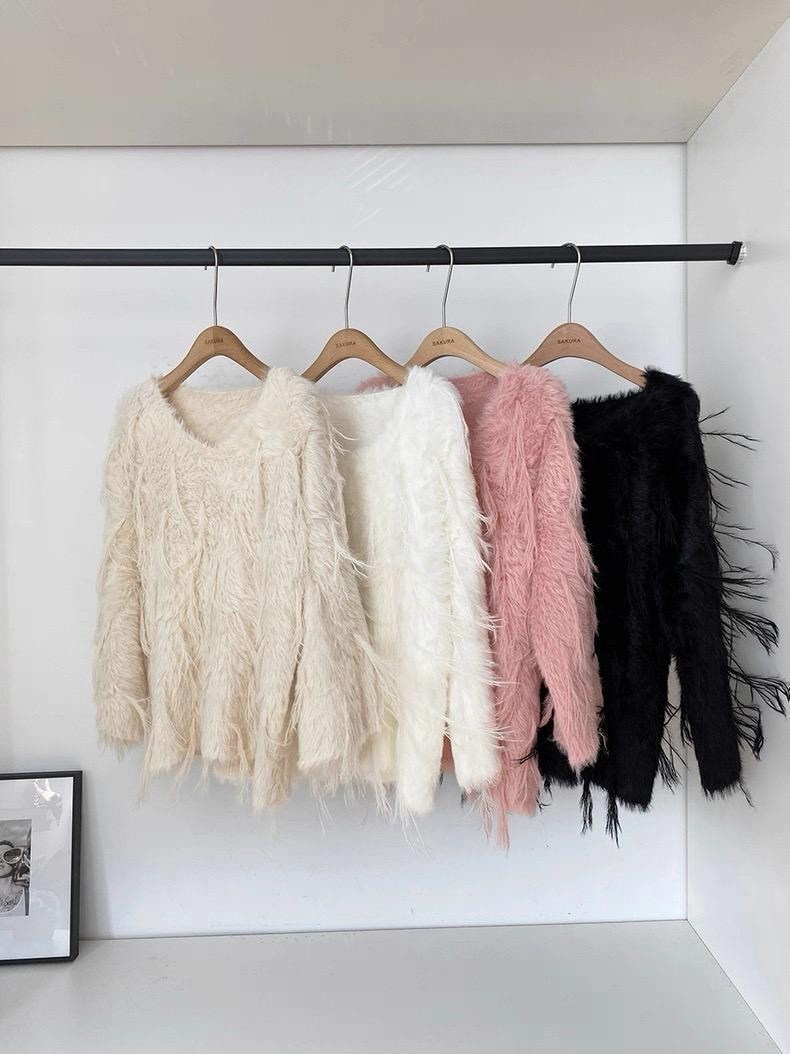 мохеровый свитер,ленивый пушистый мягкий свитер женский вязаный пуловер,свитер пушистый,женский вязаный свитер из искусственной норки,пуловер вязаный