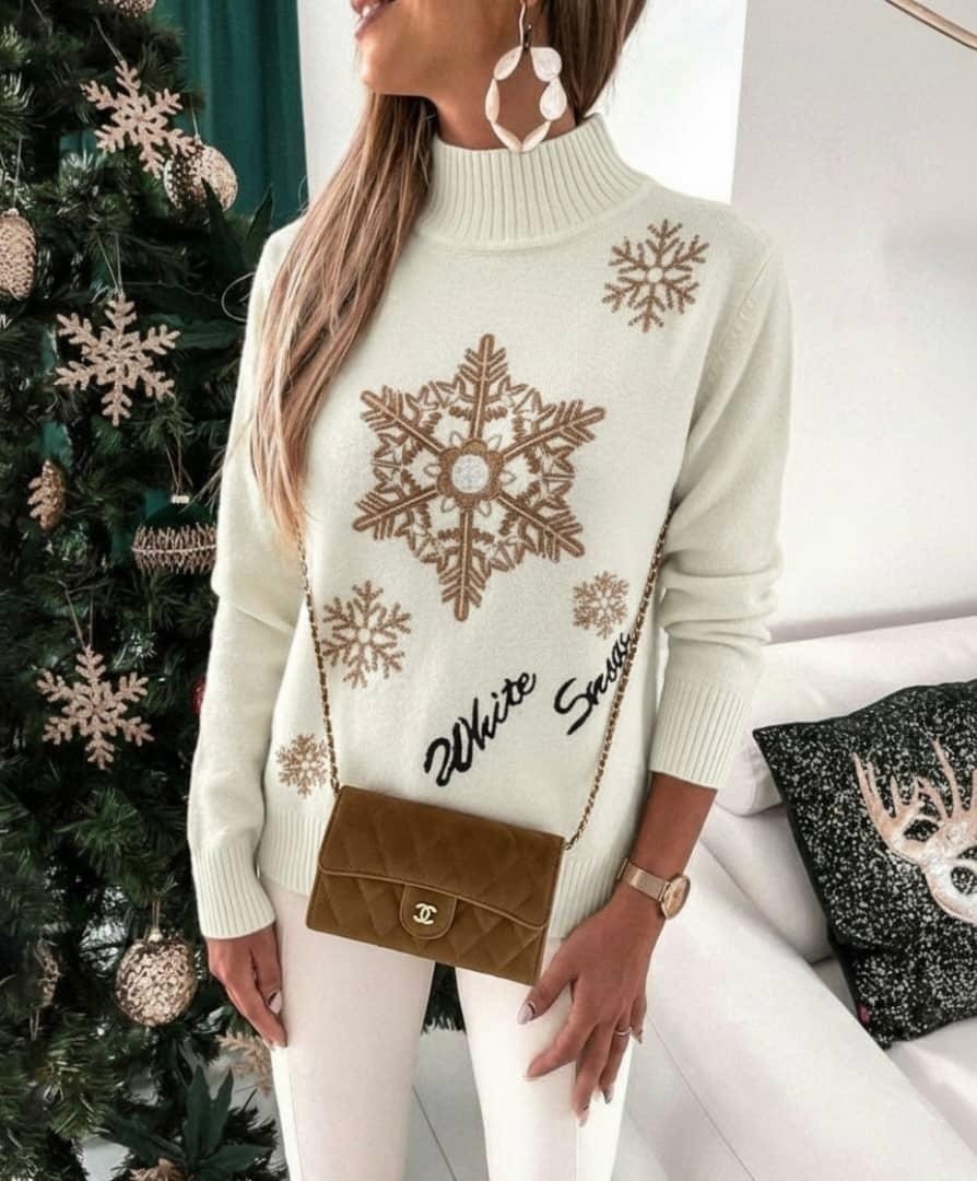 свитер снежинка,зимний свитер,женские свитера,джемпер женский,женский свитер со снежинками