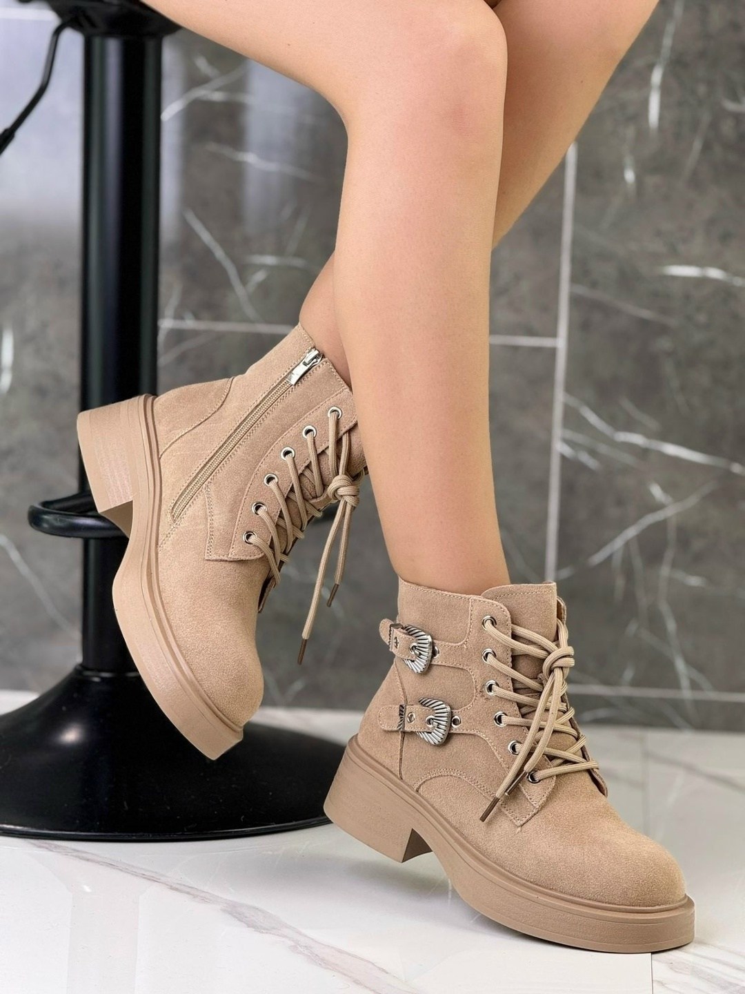 ,ботинки женские,ботинки зимние женские,женские ботинки зима f8007-13 темно-бежевые,ботинки бежевые