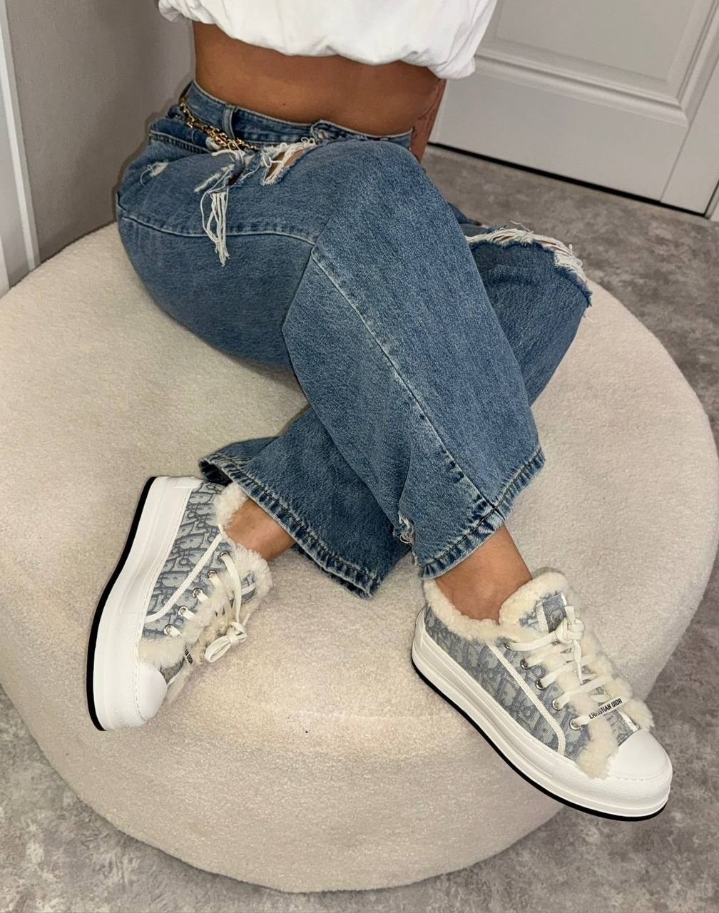 женские зимние кеды с мехом christian dior walk'n' серые,кроссовки женские кеды с мехом dior walk'n'dior,женские зимние кеды с мехом christian dior walk'n' серые lm-19557,кеды christian dior,серые кед