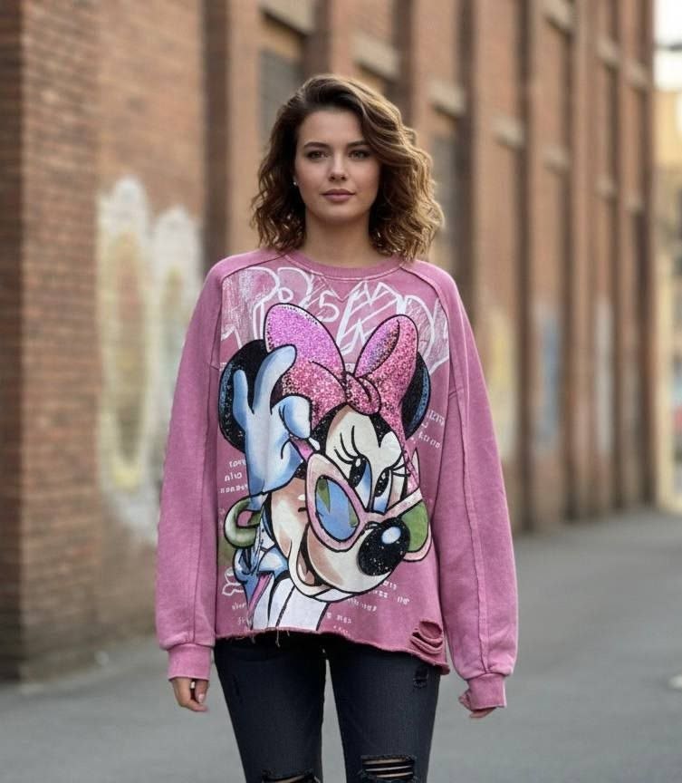 свитшот женская,свитшот варенка миккимаус amour closet,свитшот оверсайз с принтом "микки маус",оверсайз толстовка,свитшот оверсайз