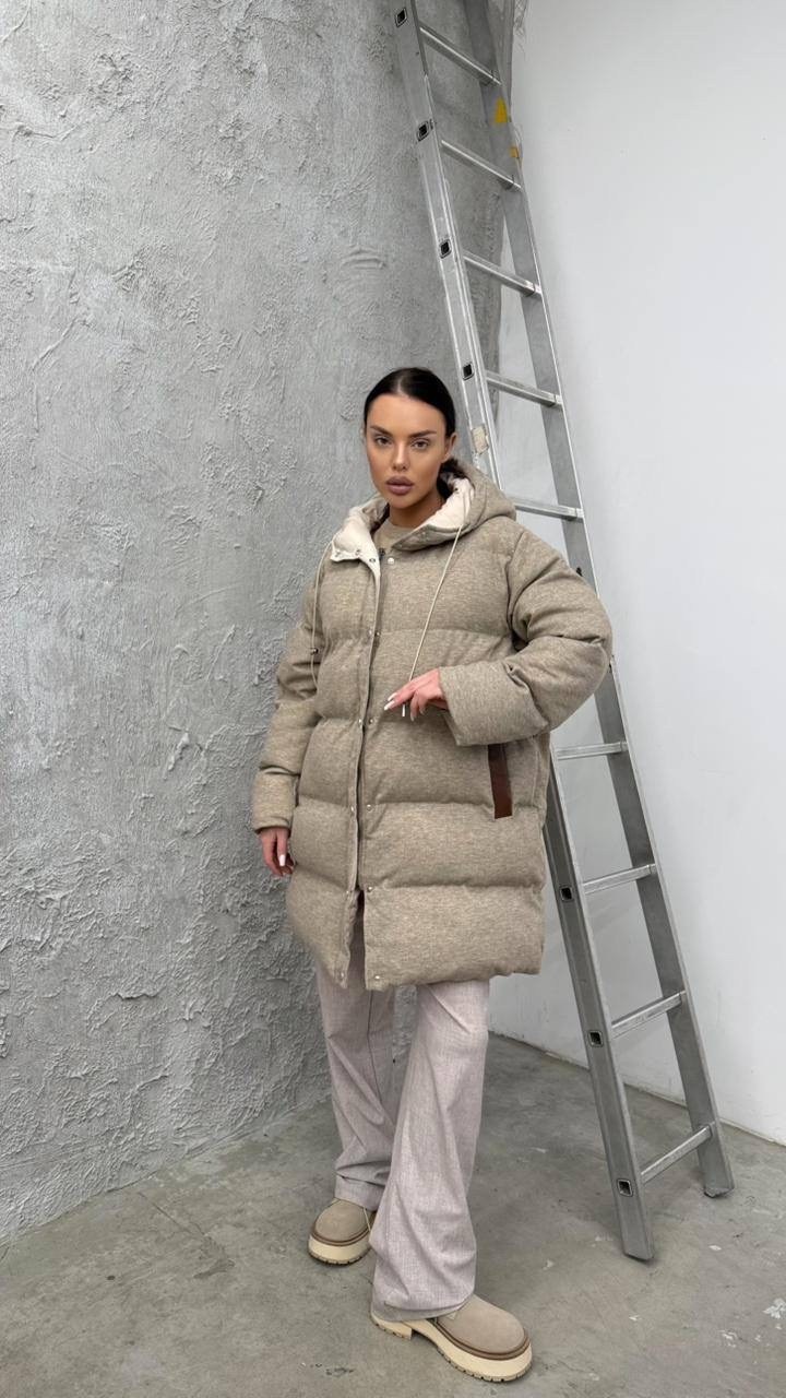 итальянские пуховики,пуховик женский,пуховик оверсайз,бежевый пуховик,куртка оверсайз