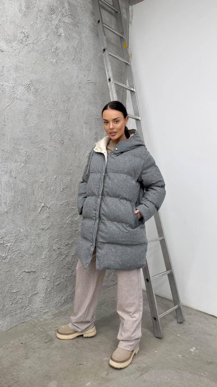 куртка оверсайз,серый пуховик,зимние куртки оверсайз,пуховик,объемный пуховик