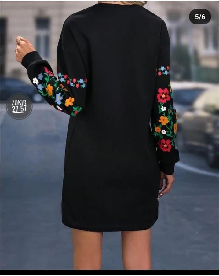 платье с вышитыми рукавами,трикотажные женские платья,платье ткань трикотаж,платье для женщин,платье в одном цвет ткань трикотаж