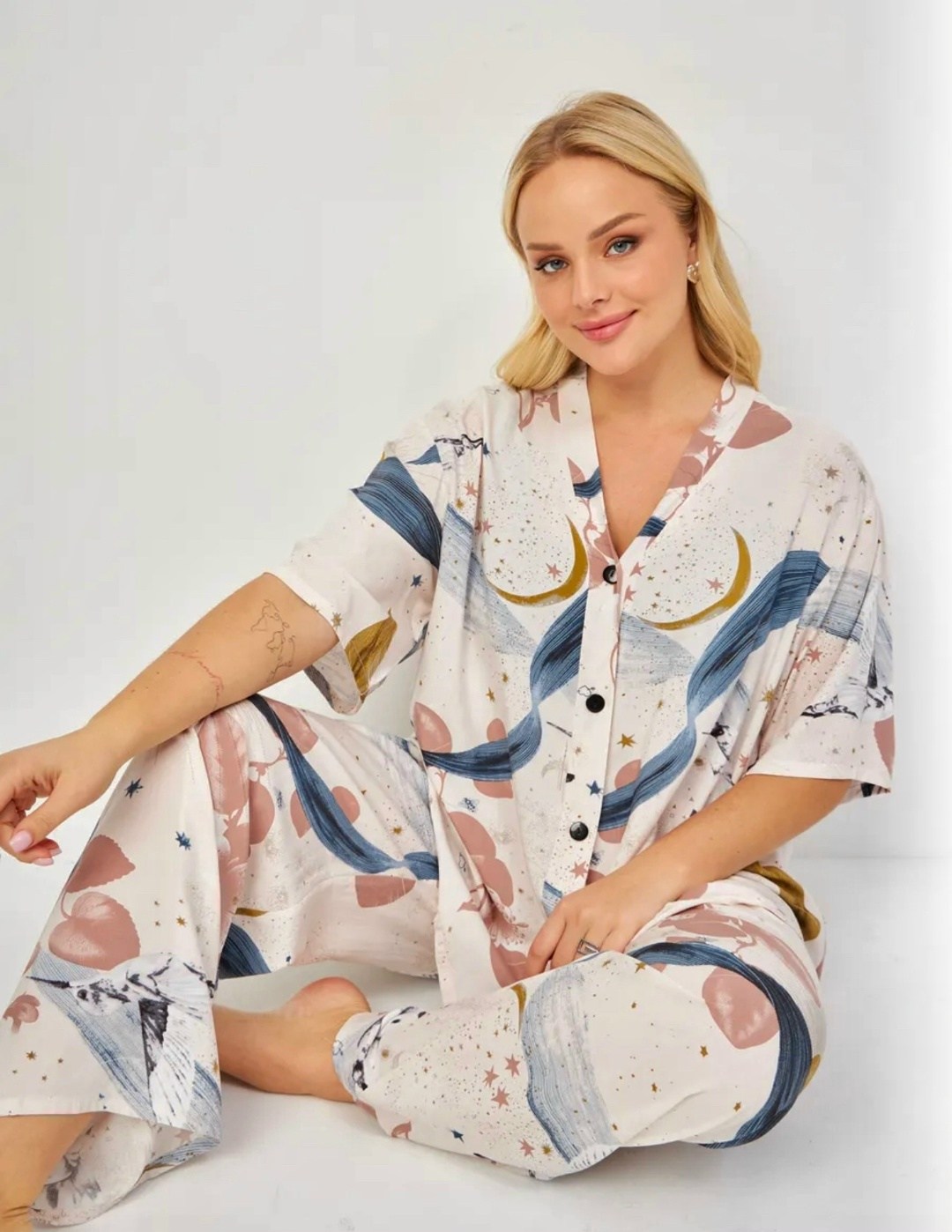 пижама шелковая со штанами и рубашкой больших размеров bedmood,хлопковая пижама со штанами и рубашкой домашний костюм sofasleep,пижама со штанами,пижама,пижамы женски