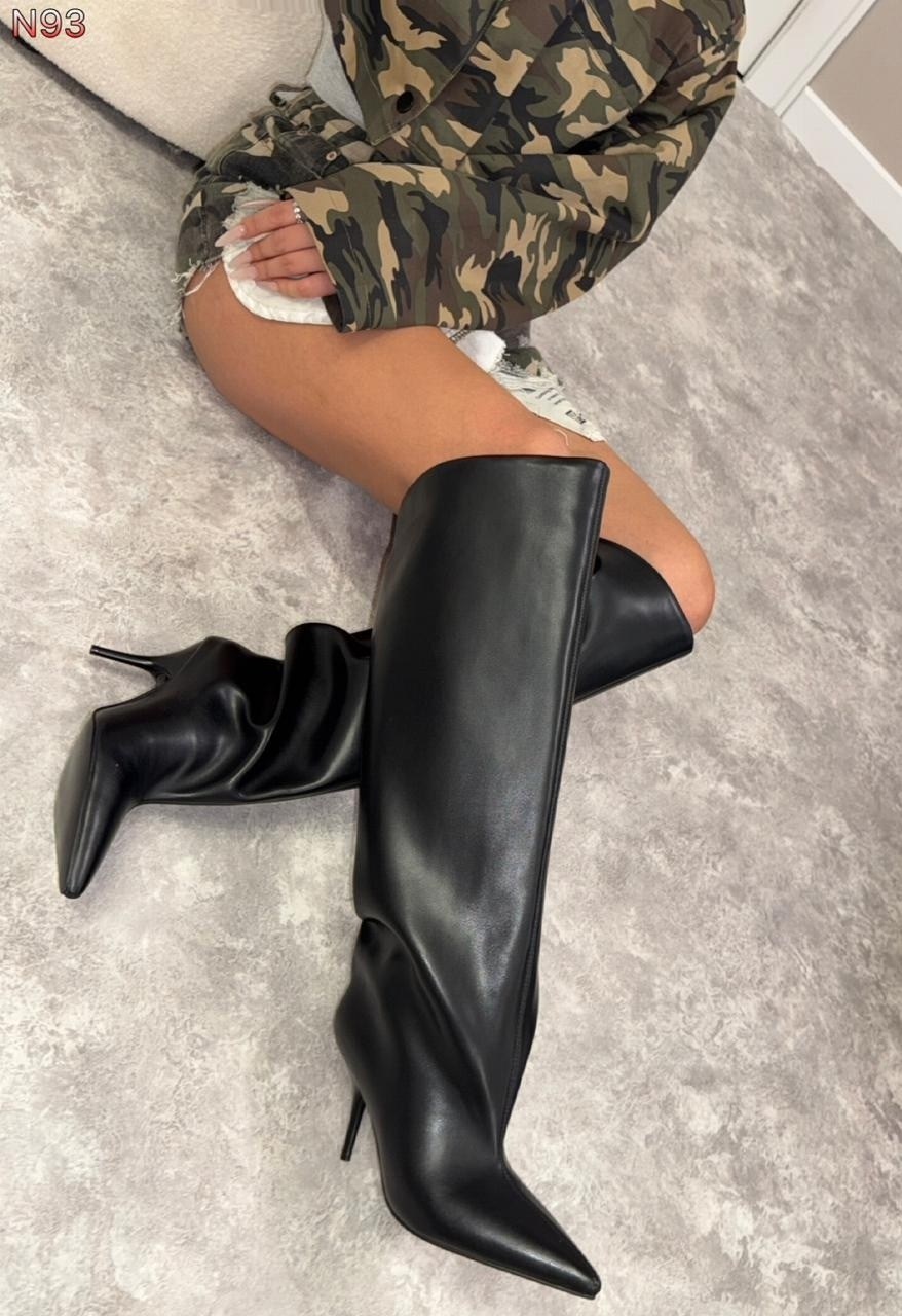 сапоги до колена на высоком каблуке с острым носком,сапоги женские,женские сапоги до колена на высоком каблуке в стиле вестерн,новые остроносые сапоги до колена на высоком каблуке,женские плиссированн