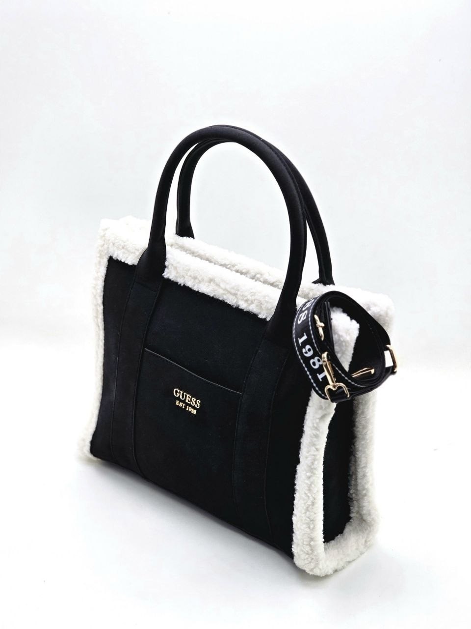 сумка женская guess,сумка женская guess с мехом,сумка guess,сумка женская guess тоут,сумка женская guess коричневая с меховой отделкой