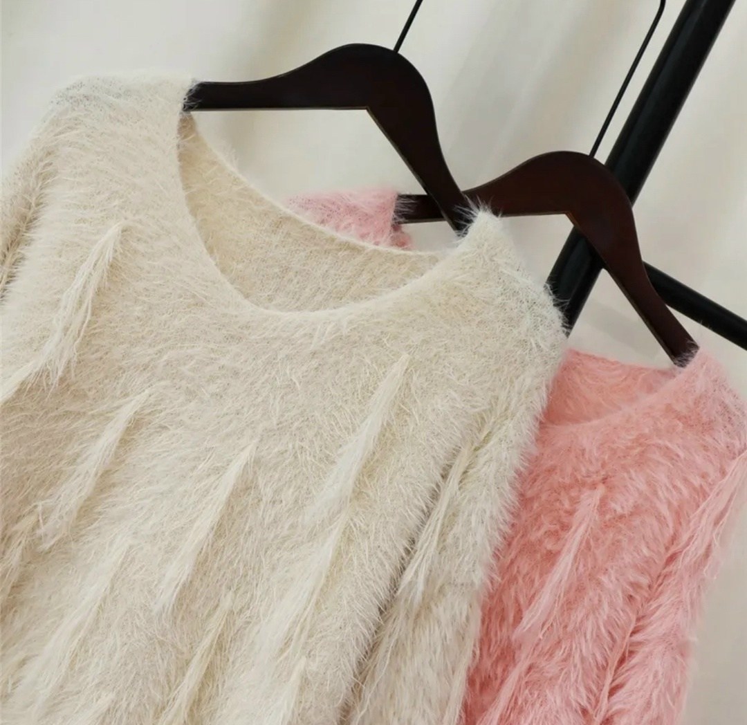 мохеровый свитер,ленивый пушистый мягкий свитер женский вязаный пуловер,свитер пушистый,женский вязаный свитер из искусственной норки,пуловер вязаный