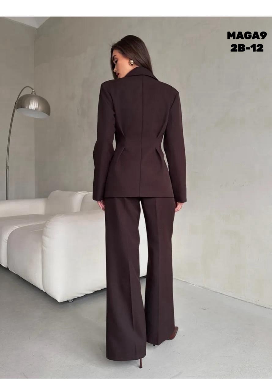 костюм брючный деловой с пиджаком классический mystique veil 225723301,классический брючный костюм,костюм брючный женский,брючный костюм dilanavip 1992 шоколад двойка коричневый размер 44-54,костюм бр